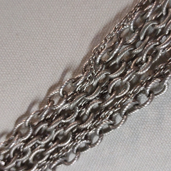 Muli Layered Silver Chain Link Necklace - Picture 3 of 5
